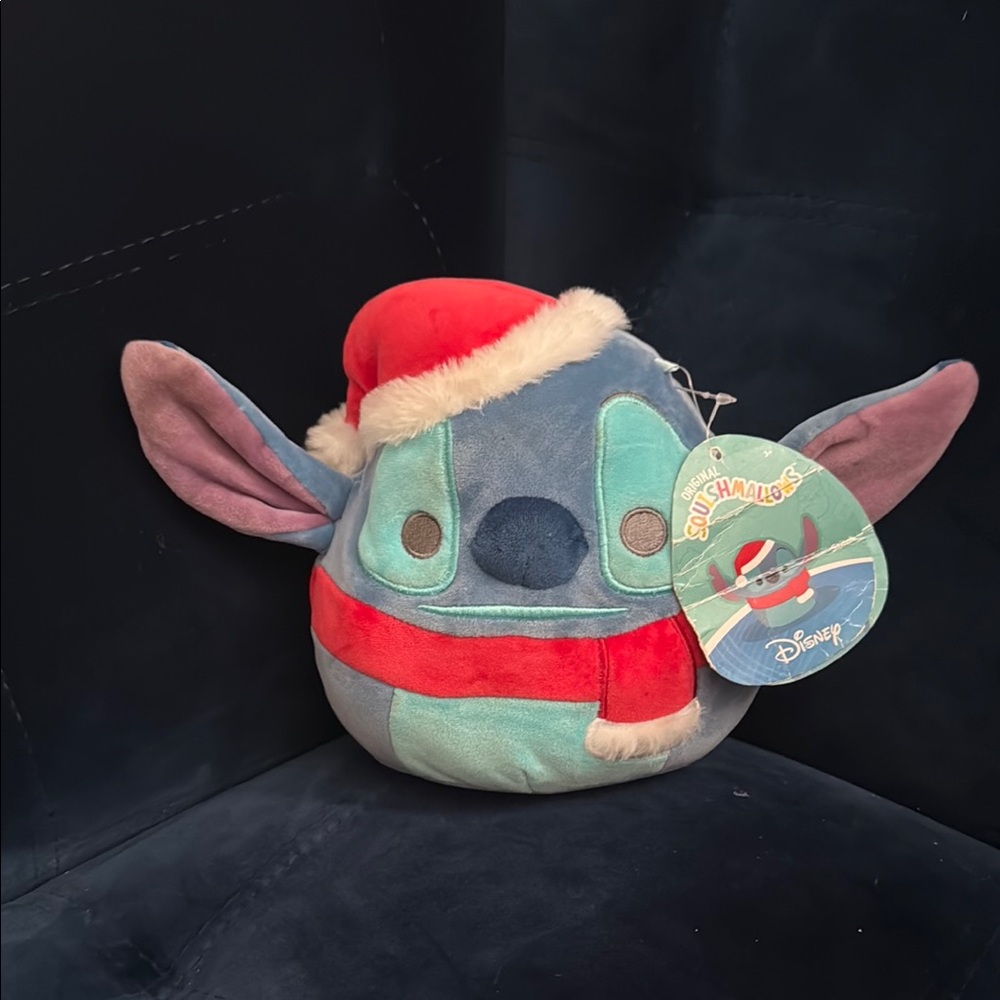 Disney Stitch Festive Plush with Red Santa Hat